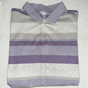 Calvin Klein Striped Gray and Purple Men's Polo Shirt